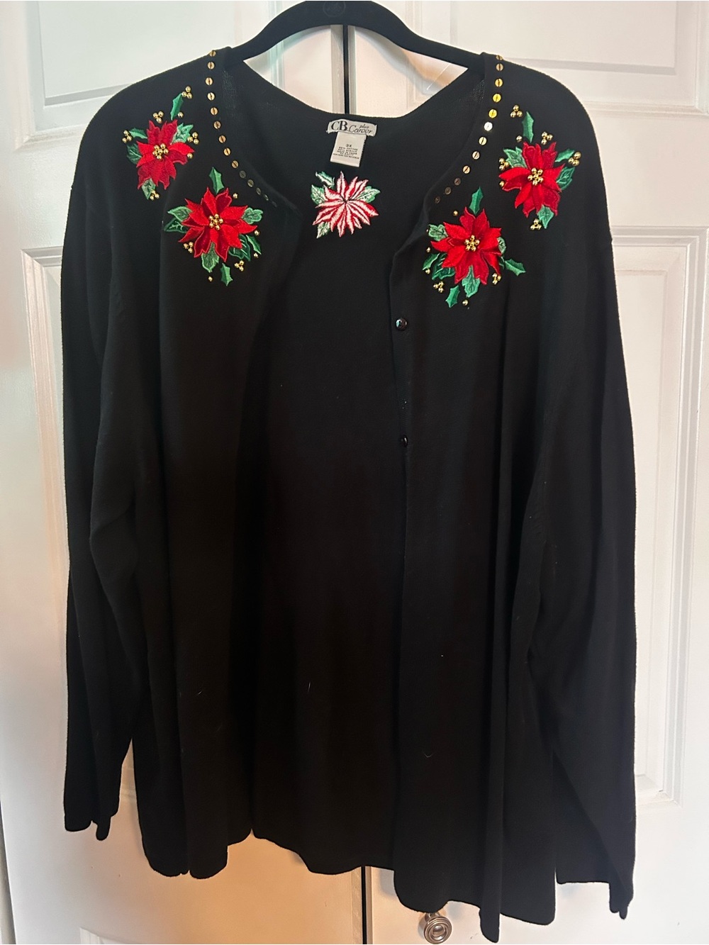 Black Embroidered Floral Women’s Cardigan Sweater
